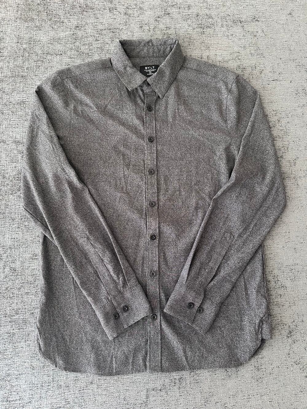 BYLT Premium Basics Mens Small Vista Long Sleeve Button Down Shirt Charcoal